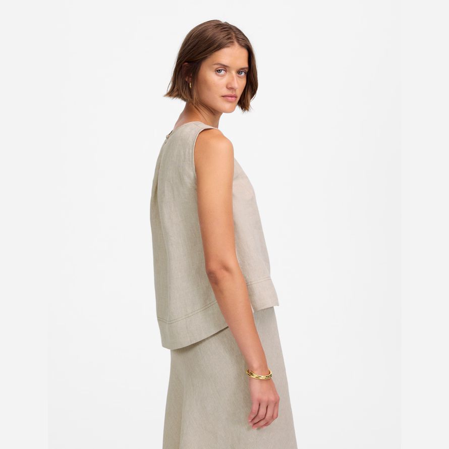 madewell leinen plissee shell womens top beige