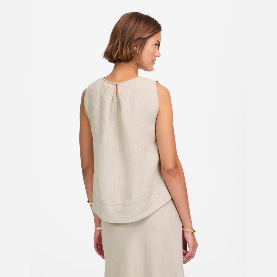 madewell leinen plissee shell womens top beige