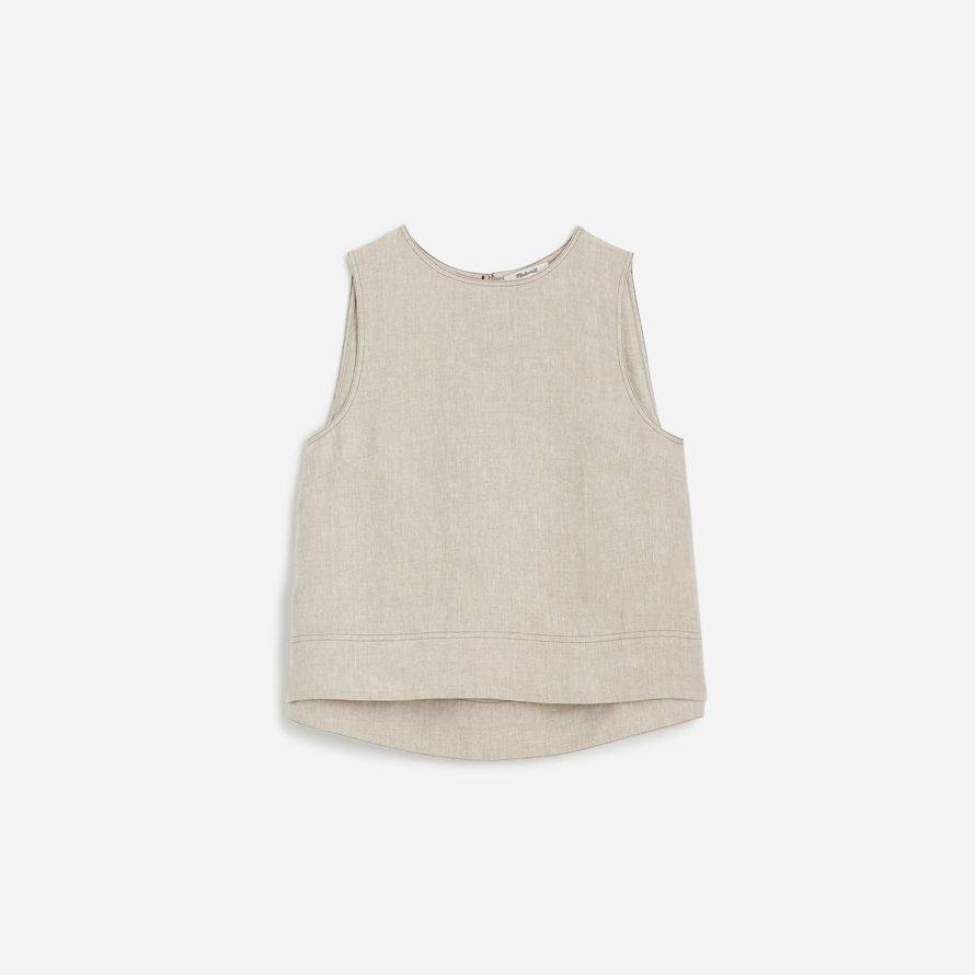 madewell leinen plissee shell womens top beige