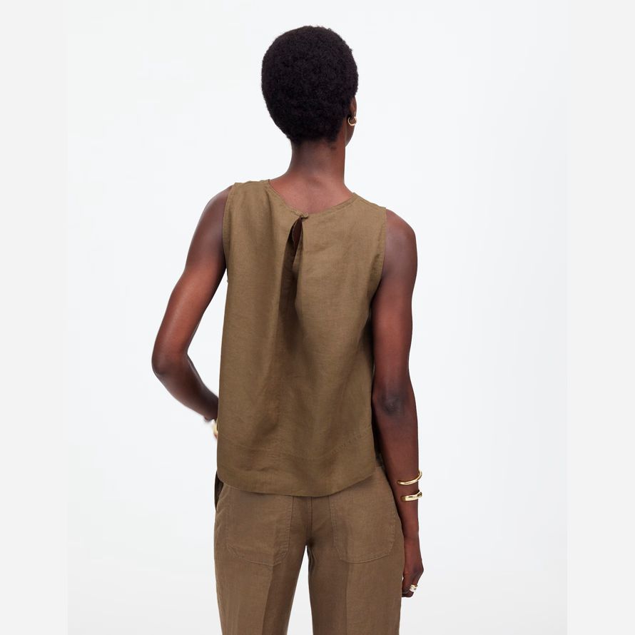 madewell leinen plissee shell womens top khaki