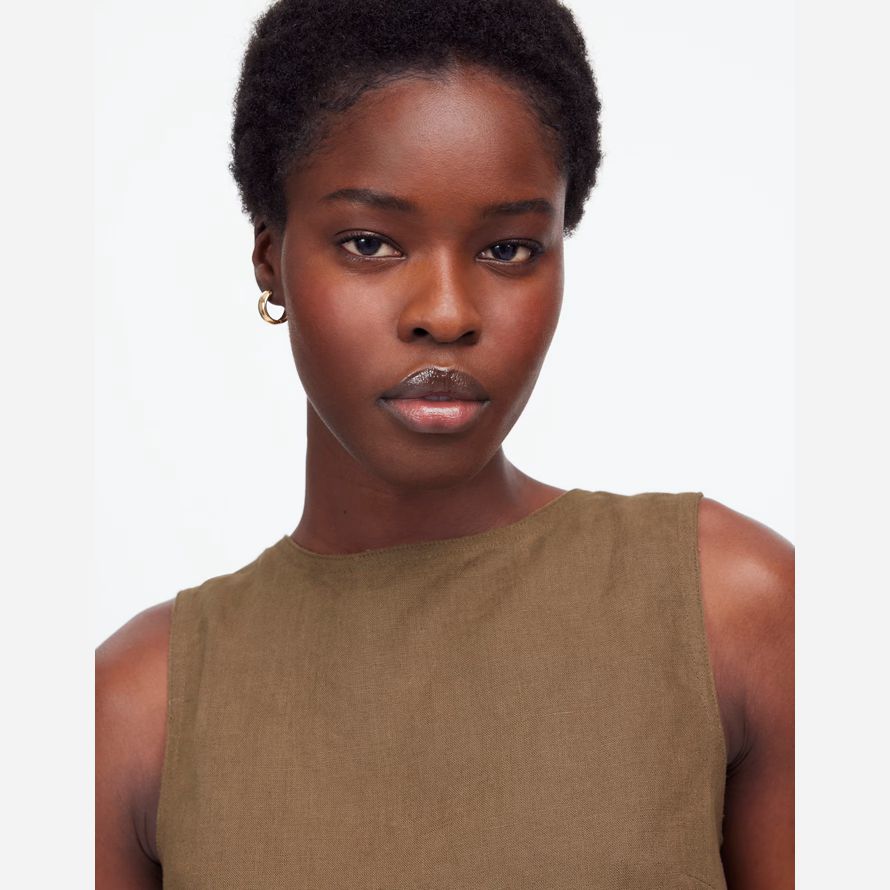madewell leinen plissee shell womens top khaki