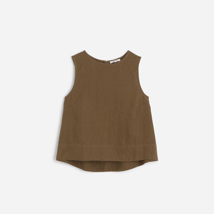 madewell leinen plissee shell womens top khaki