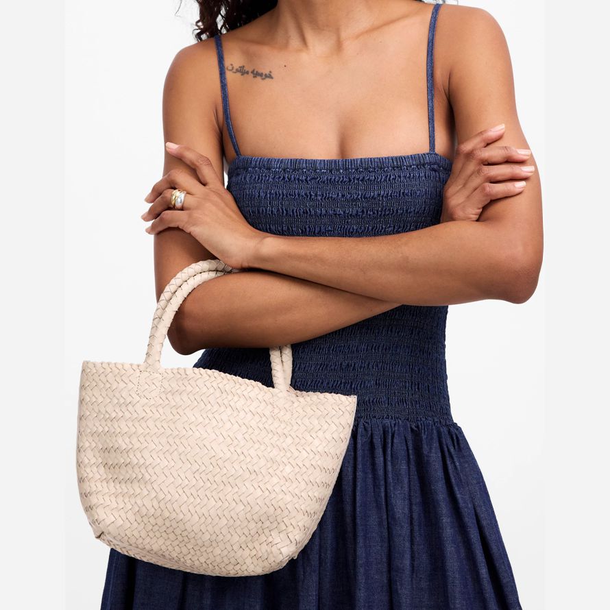 beige madewell die handgewebte mini damen tasche