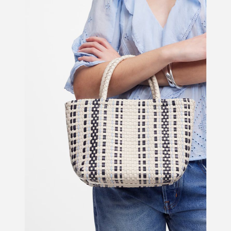damen madewell die handgewebte mini-tasche beige schwarz