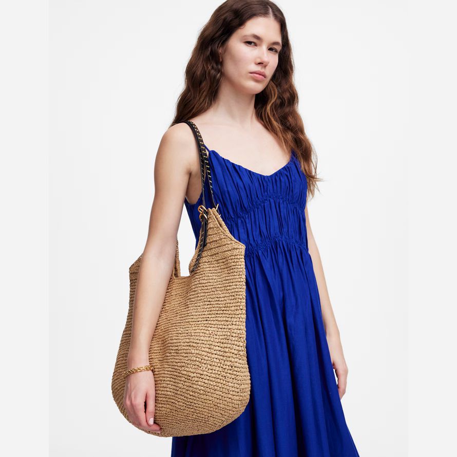 madewell stroh slouch damen tote-tasche braun