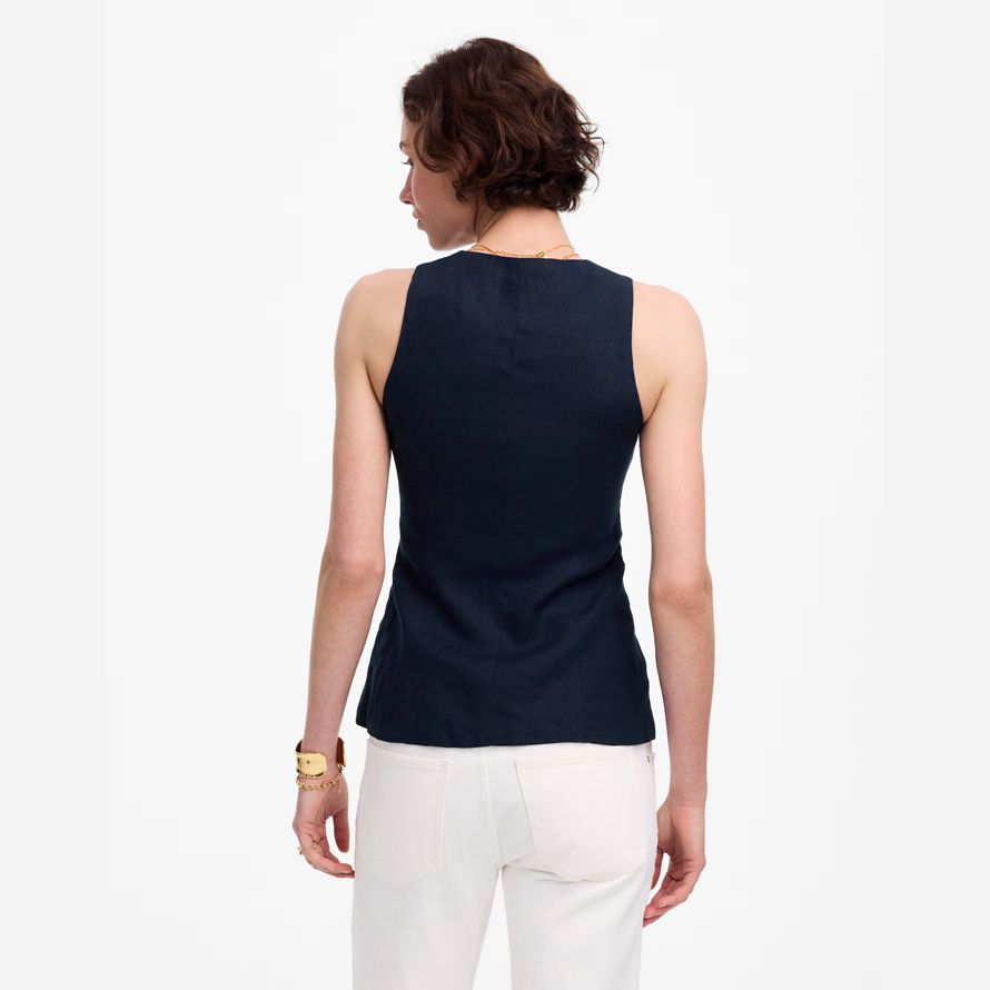 madewell leinen scoopneck cutaway damen weste navy