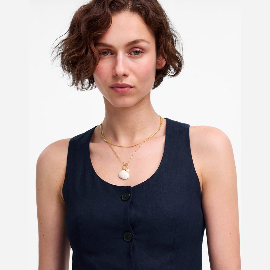 madewell leinen scoopneck cutaway damen weste navy