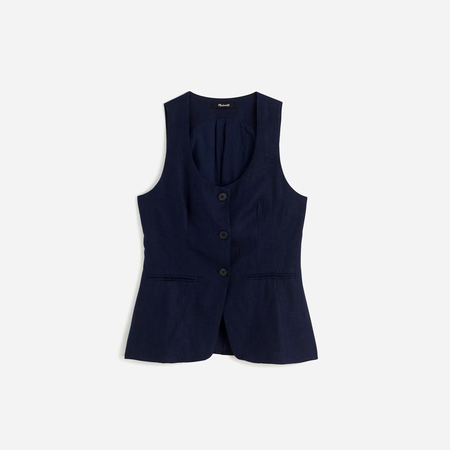madewell leinen scoopneck cutaway damen weste navy